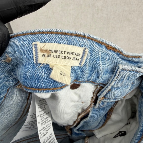 Madewell Jeans Women 25 Blue Perfect Vintage Wide Leg Crop Light Wash Raw Hem - Picture 4 of 15